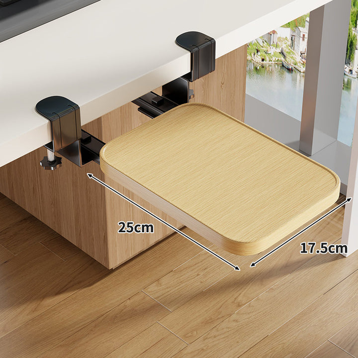 Clamp-Mounted Under-Desk Adjustable Bamboo Keyboard Tray