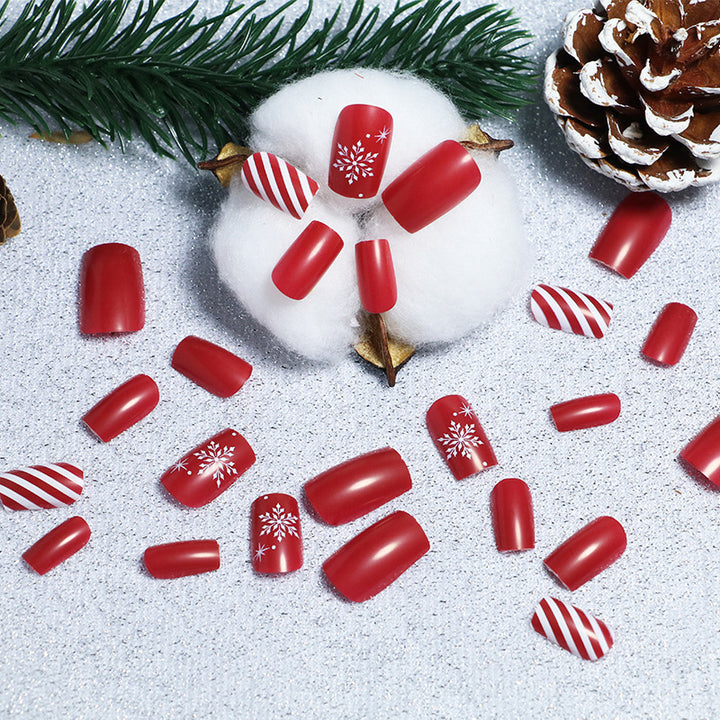 Festive Winter-Themed Press-On Nail Art Set Kalsten