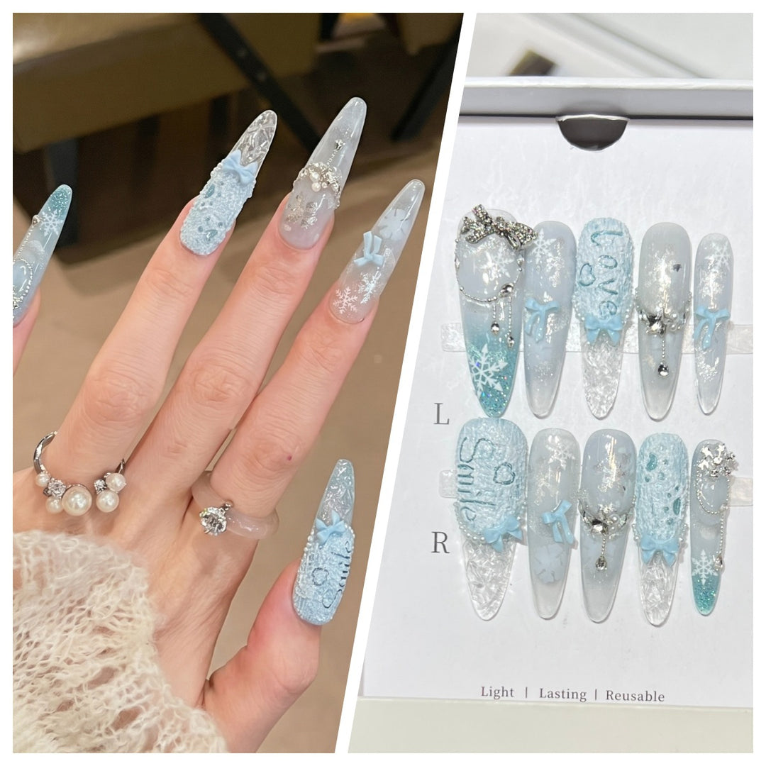 Artistic Stiletto Press-On Nail Set with Charming Patterns Kalsten