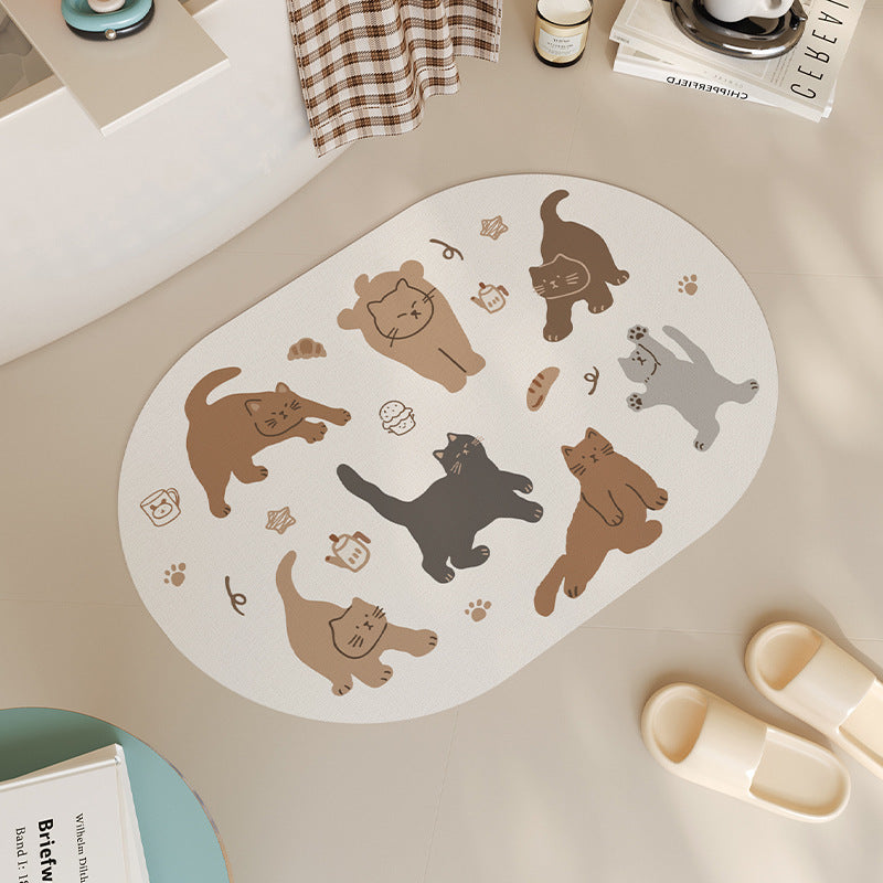 Cat-Themed Bathroom Mat