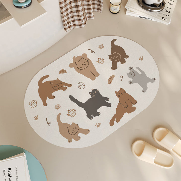 Cat-Themed Bathroom Mat