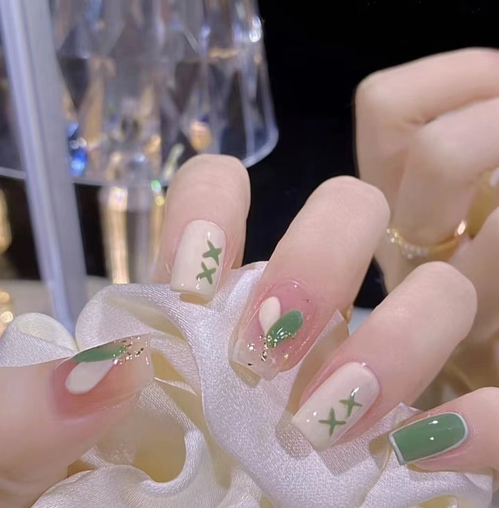 Artistic Press-On Nails with Botanical Design Kalsten