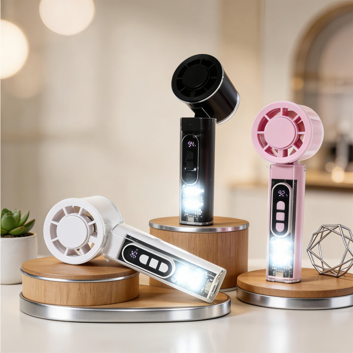 Women Portable Hand Fan with LED Display Kalsten