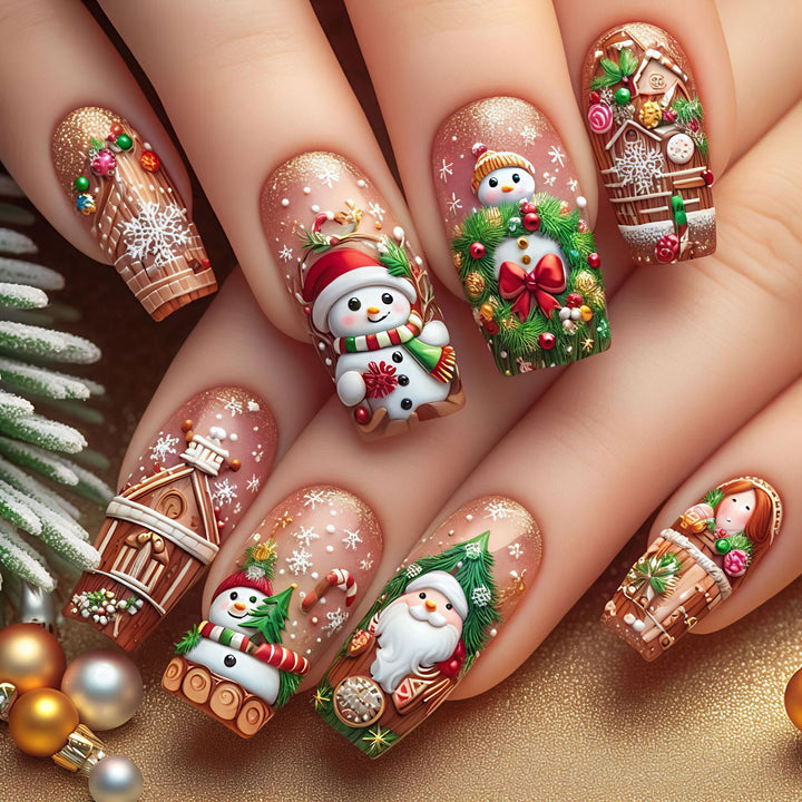 Festive 3D Holiday-Themed Nail Art Kalsten