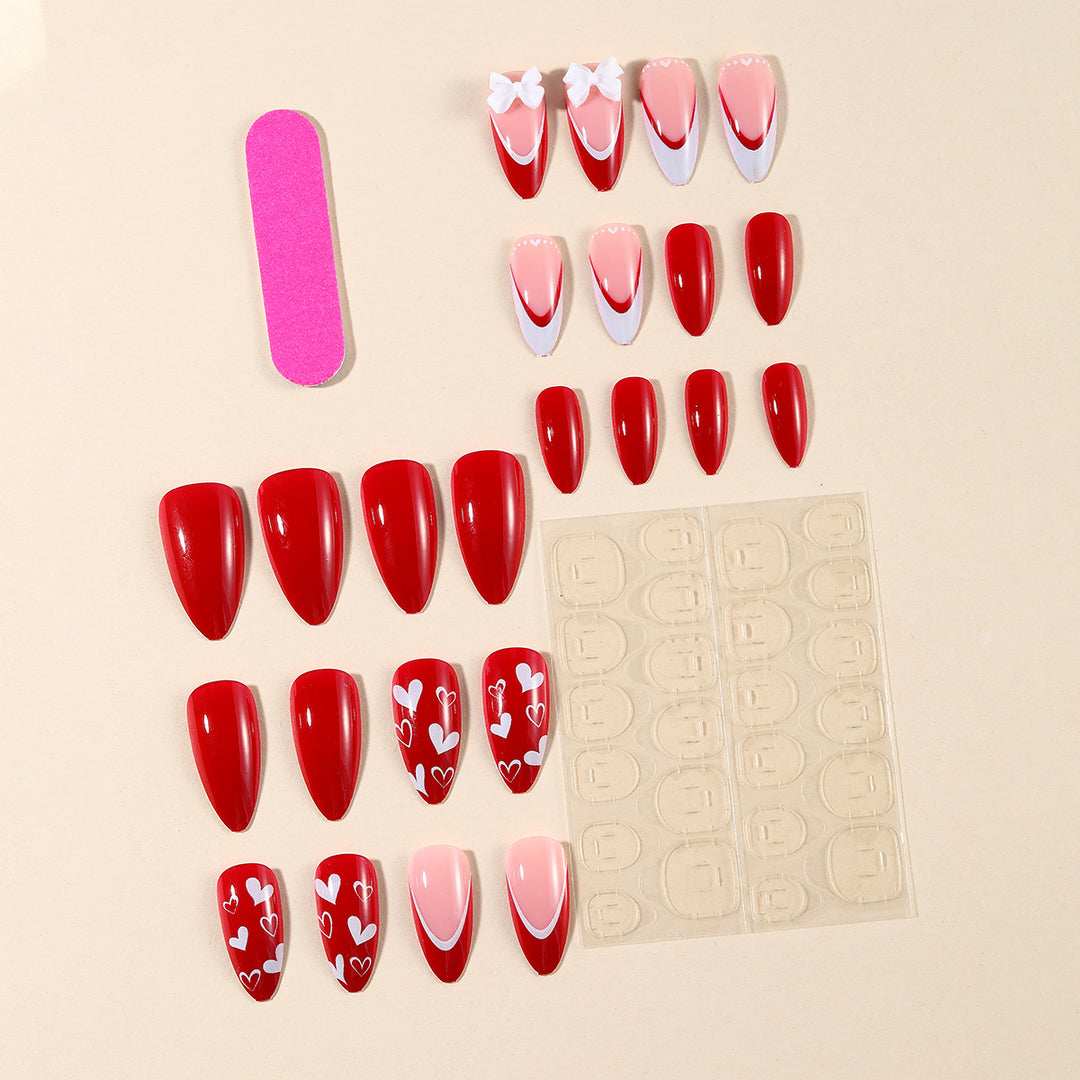 Heart-Themed Acrylic Nail Art Extensions Kalsten