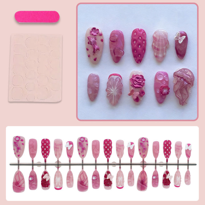 Artificial Nail Set with Floral and Maritime Designs Kalsten