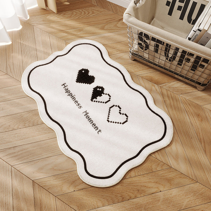 Heart-Themed Plush Bath Mat