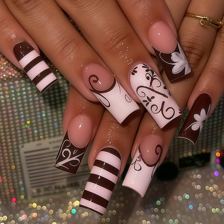 Decorative Long Press-On Nail Art Tips Kalsten