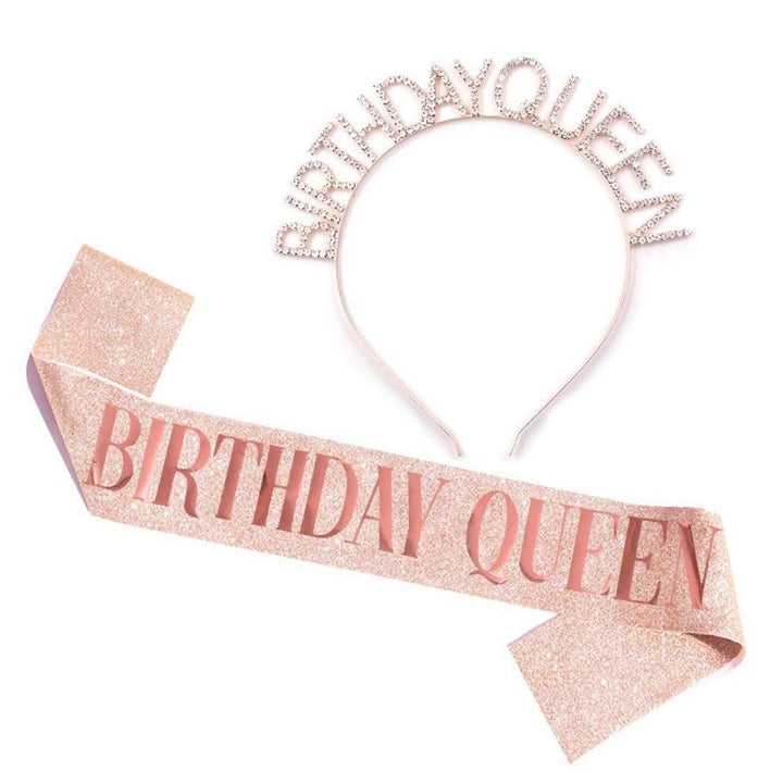 Ladies Glittering Birthday Crown with Festive Sash Kalsten