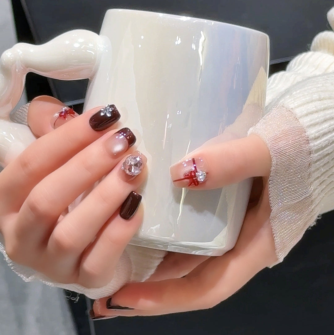 Decorative Crystal-Accented Nail Art Extensions Kalsten