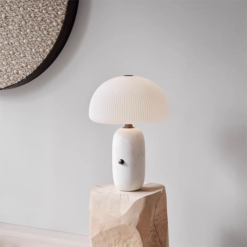 Modern Sculpted Table Lamp with Pleated Shade
