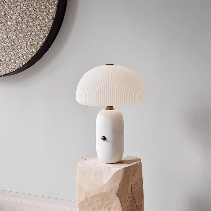 Modern Sculpted Table Lamp with Pleated Shade