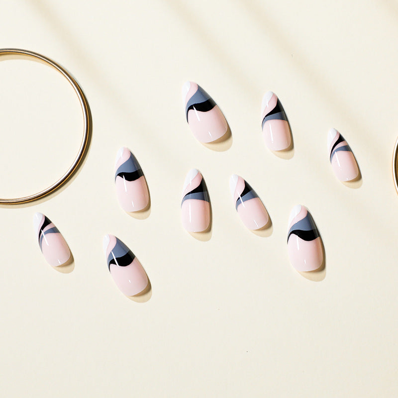 Artful nail extensions with creative wave pattern Kalsten