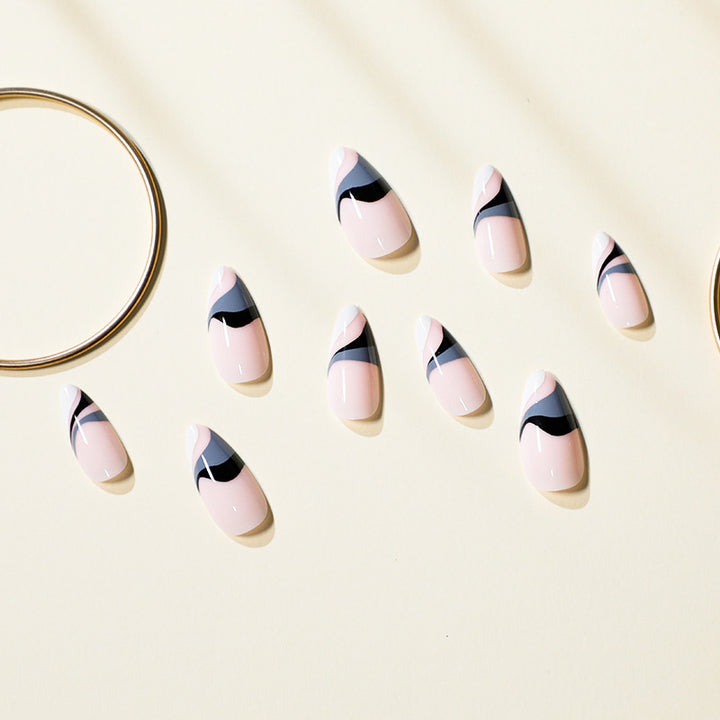 Artful nail extensions with creative wave pattern Kalsten