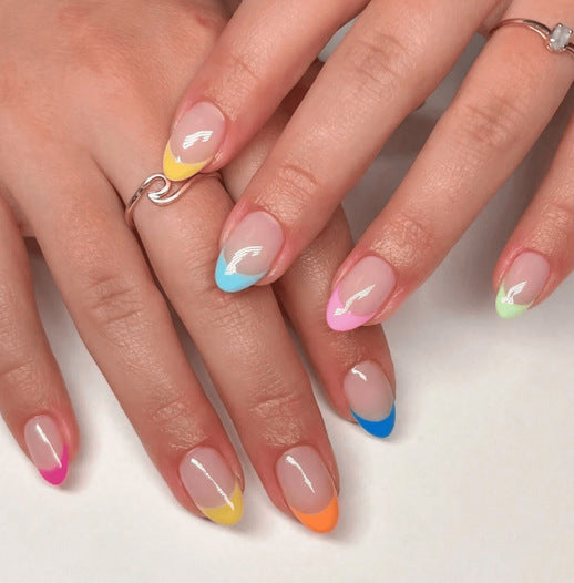 Artificial nail set with colorful French design Kalsten