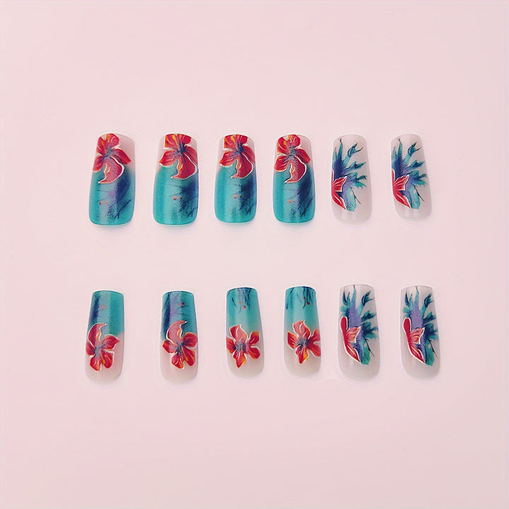 Creative Art Nails with Floral Hibiscus Design Kalsten