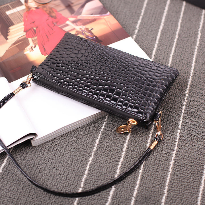 Crocodile Patterned Crossbody Clutch