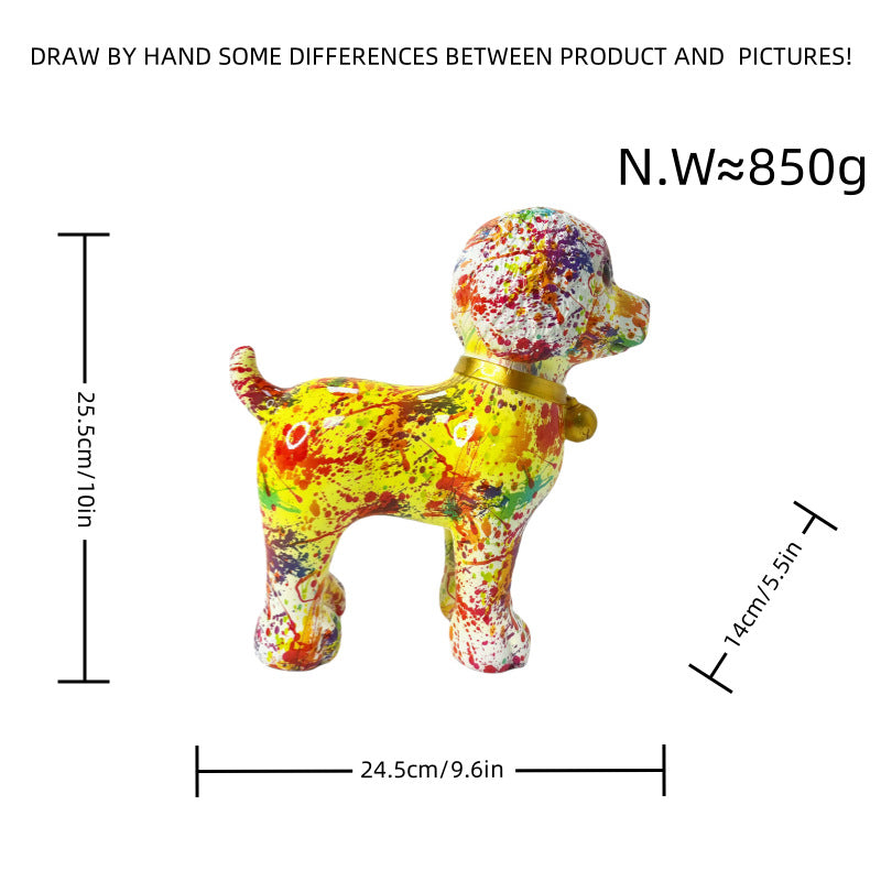 Artful dog sculpture with colorful design Kalsten