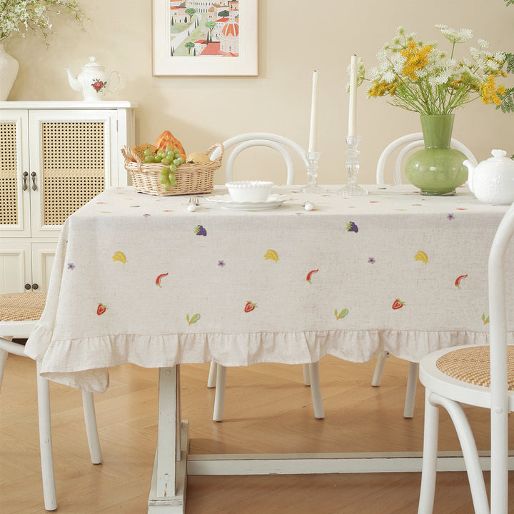 Embroidered Fruit Design Tablecloth