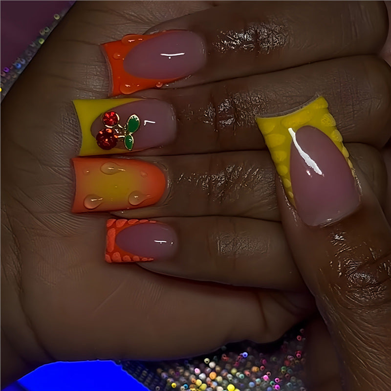 Creative Gel Press-On Nail Set with Fruit Accents Kalsten