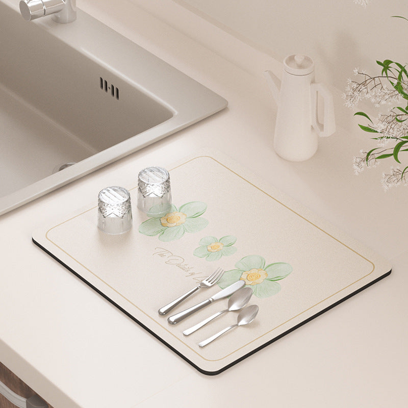 Floral Design Kitchen Drying Mat