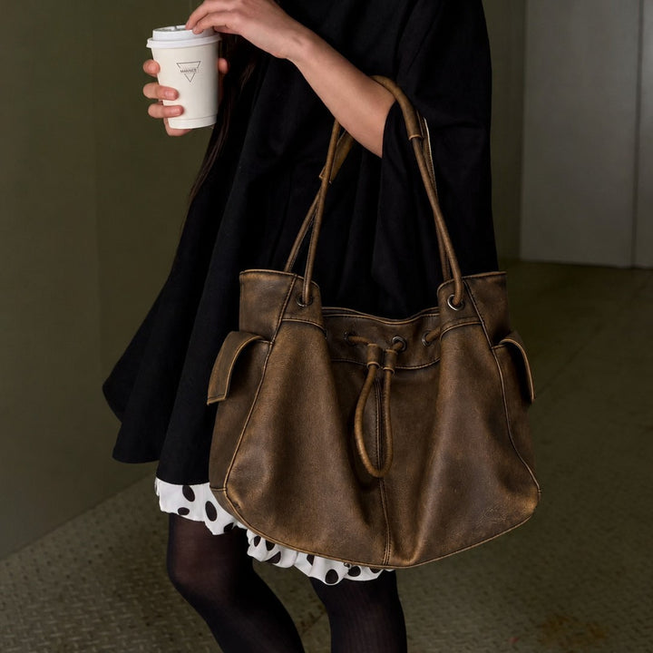 Distressed Leather Slouchy Tote