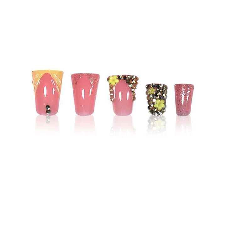 Decorative Floral and Rhinestone Press-On Nails Kalsten