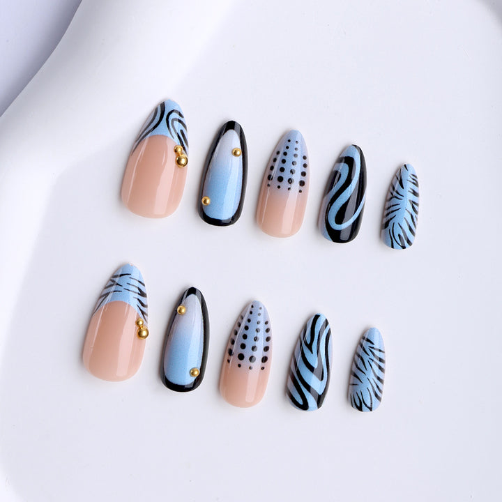 Artificial nails with modern animal design and glossy finish Kalsten