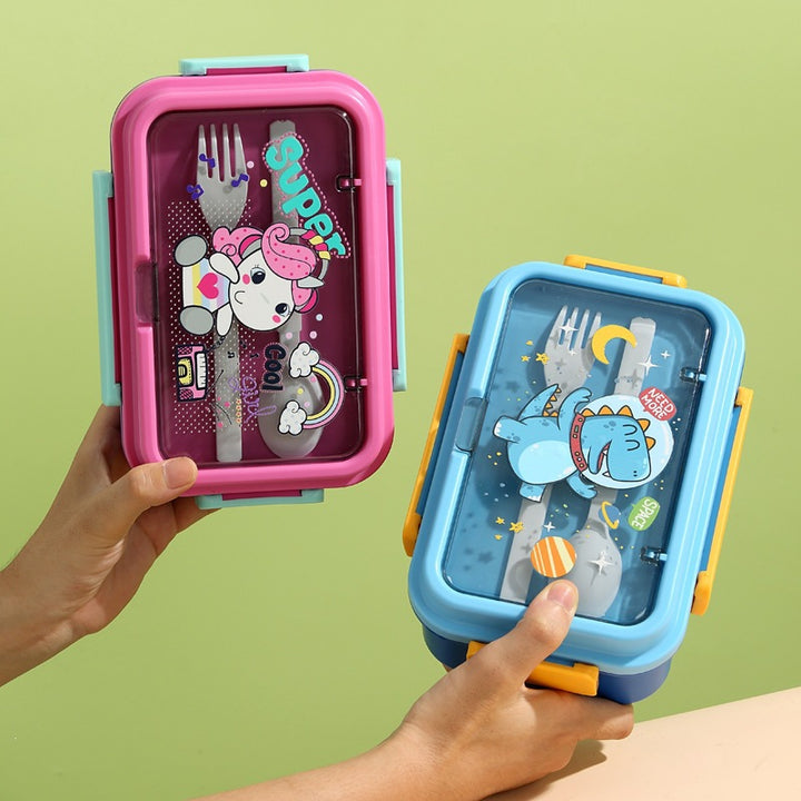 Cartoon-Themed Lunch Box with Divided Compartments