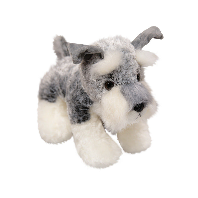 Realistic Schnauzer Plush Standing Stuffed Dog with Soft Faux Fur & Embroidered Details Kalsten