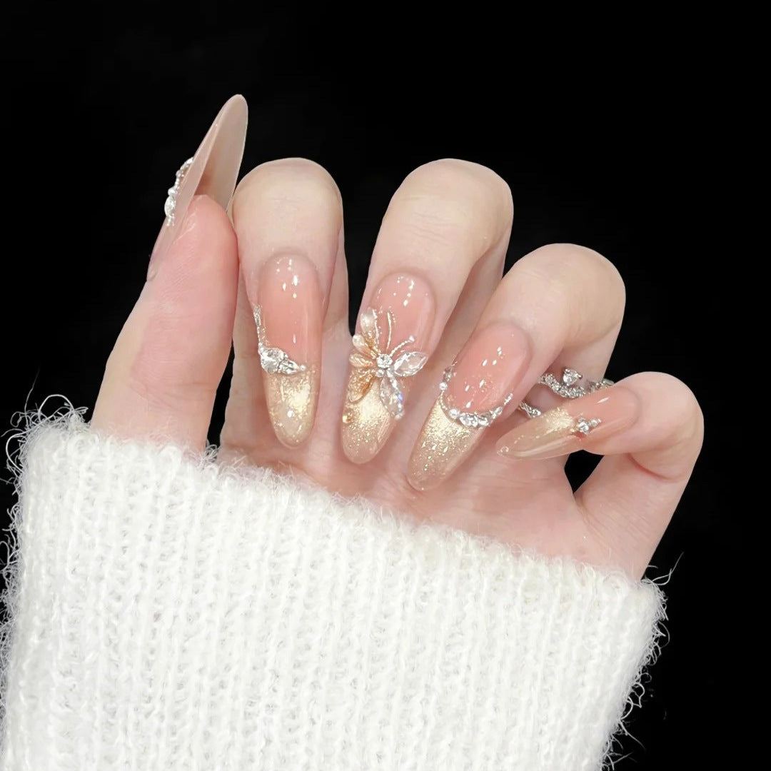 Elegant Butterfly-Accent Press-On Nail Set Kalsten