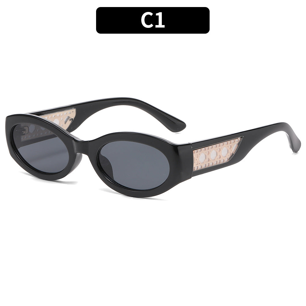 Fashionable Retro Oval Frame Sunglasses
