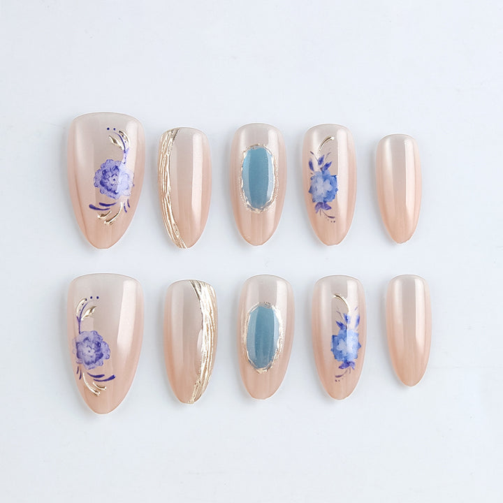 Artistic Floral Press-On Nail Art Set Kalsten