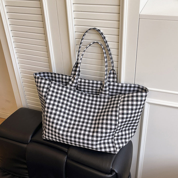 Stylish Checked Utility Tote Bag Kalsten