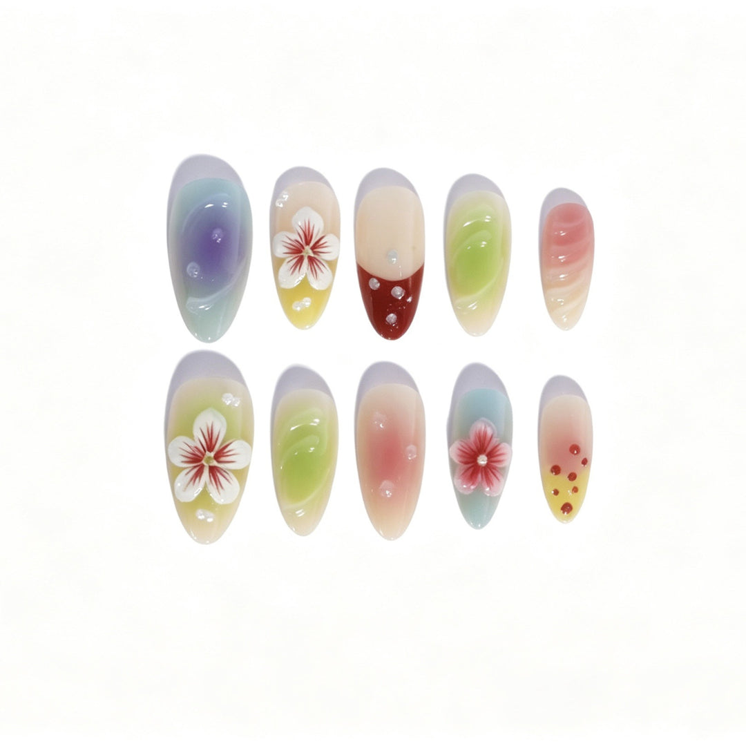 Artistic Floral Gradient Press-On Nail Set Kalsten