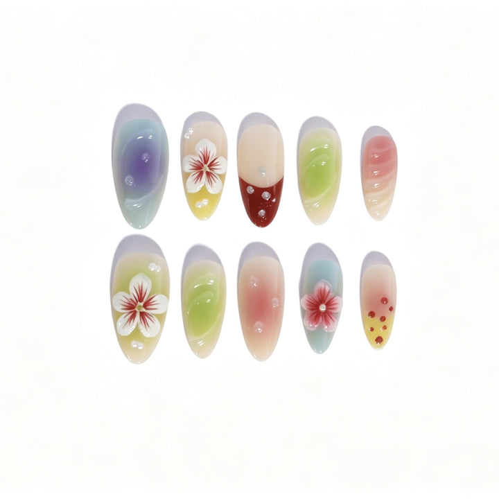 Artistic Floral Gradient Press-On Nail Set Kalsten