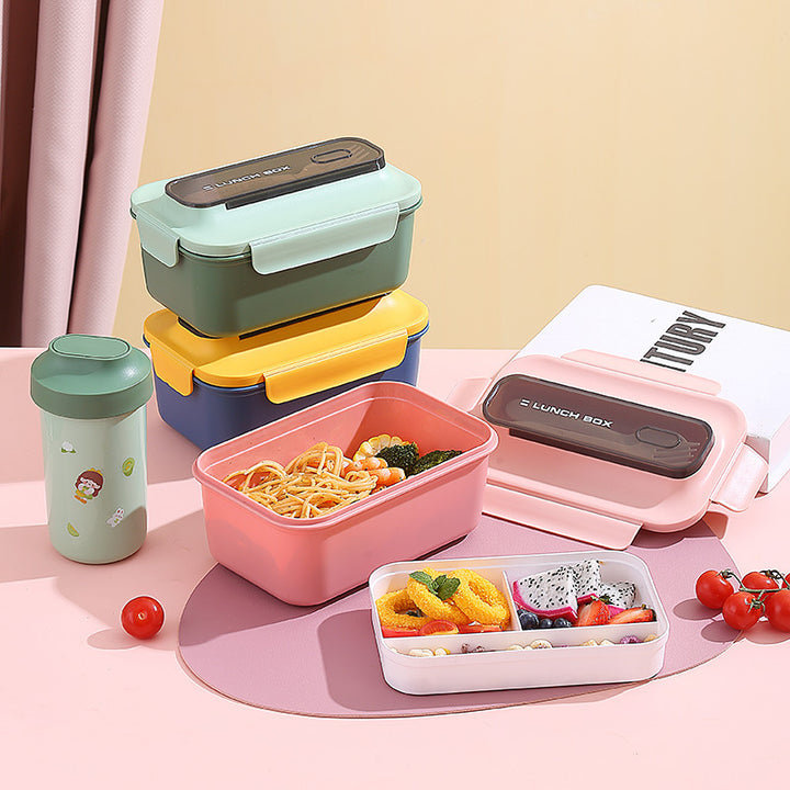 Versatile Leak-Proof Bento Lunch Box with Built-In Utensil Set