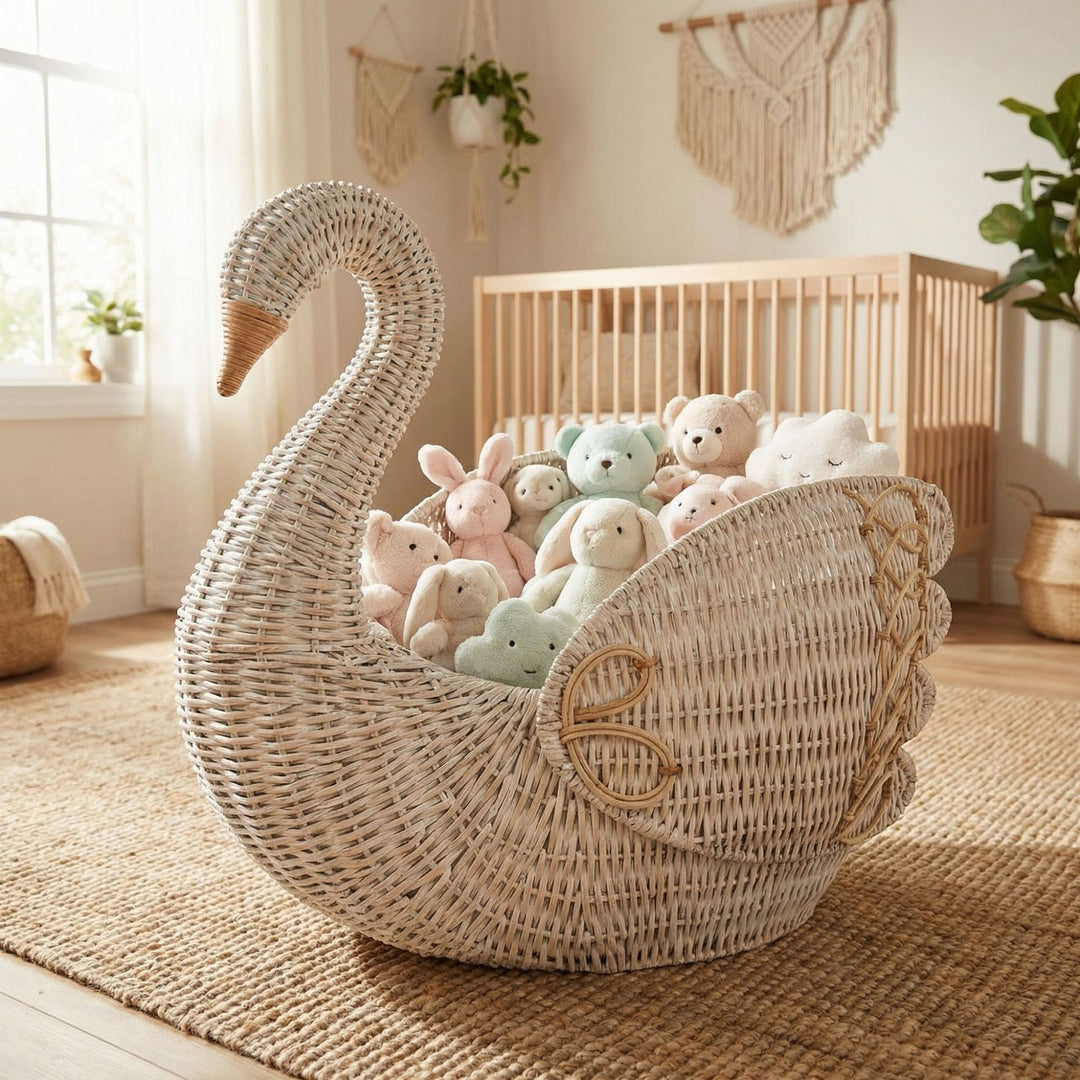Playful laundry basket in the shape of a swan Kalsten