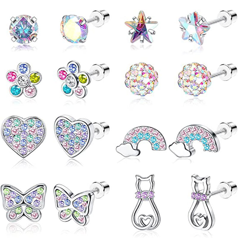 Sparkling Gemstone Stud Earrings Set Kalsten