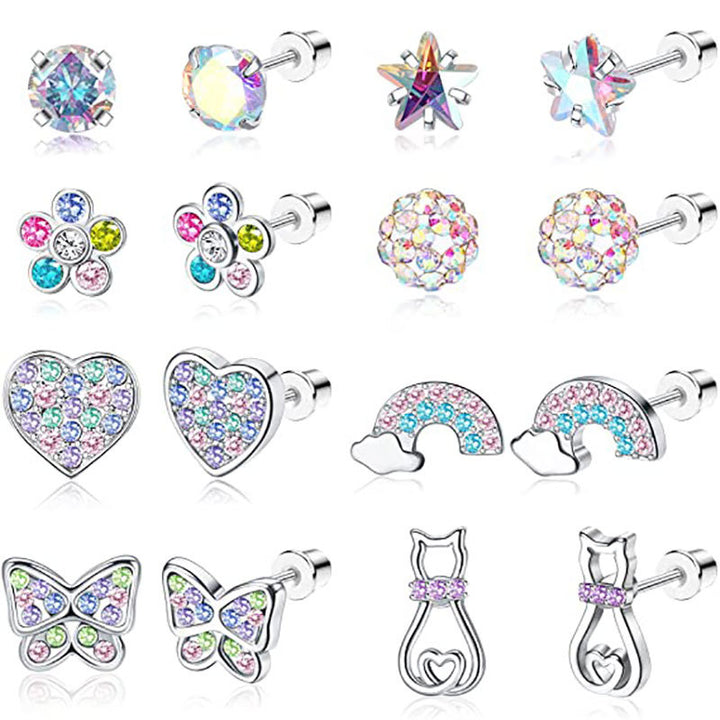 Sparkling Gemstone Stud Earrings Set Kalsten