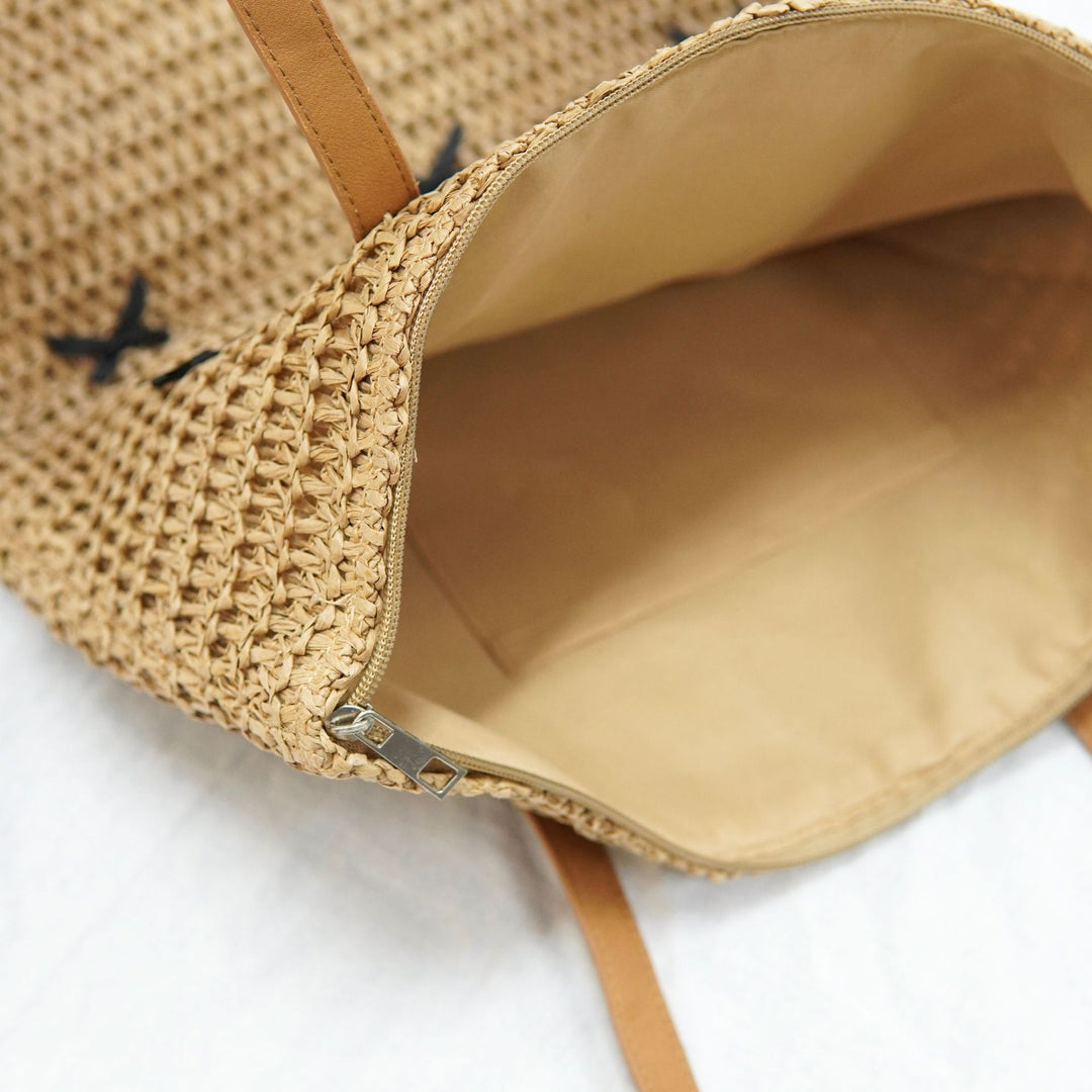 Trendy large beach bag with original bow appliqués Kalsten