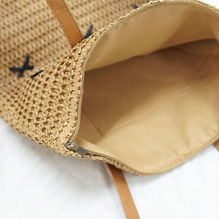 Trendy large beach bag with original bow appliqués Kalsten