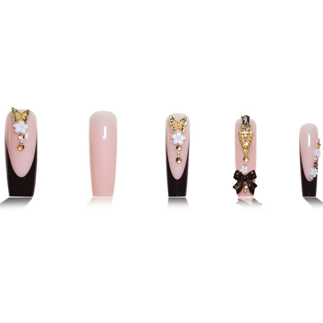 Luxurious 3D Floral Press-On Nail Art Kalsten