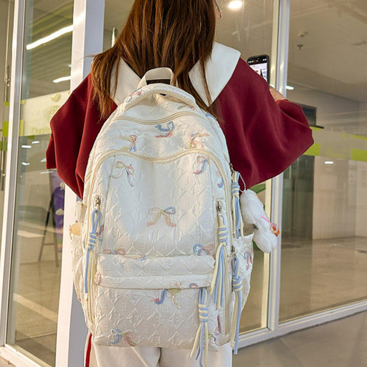 Quilted Bow-Detail Fashion Backpack Kalsten