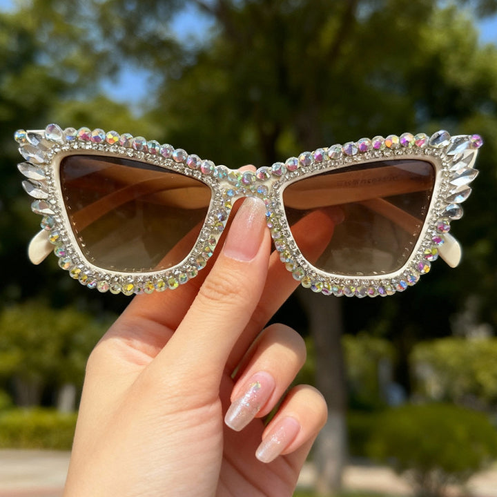 Rhinestone-Accented Cat-Eye Sunglasses Kalsten