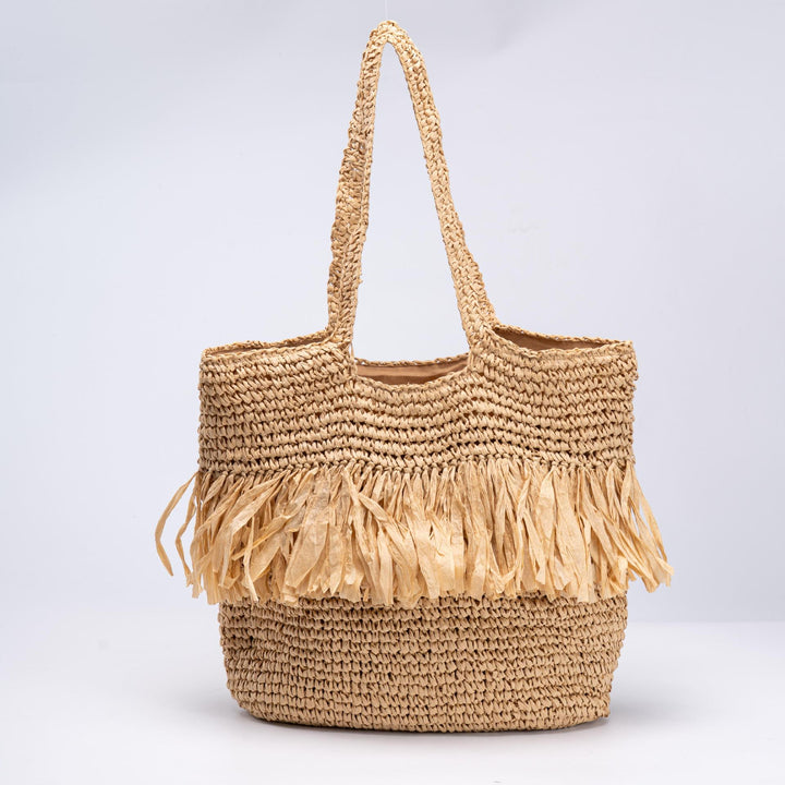 Elegant straw bag with fringed accents Kalsten