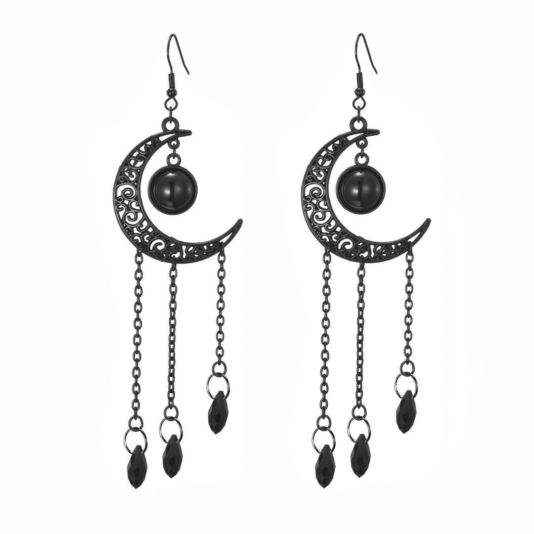 Intricate Moon and Orb Dangle Earrings Kalsten