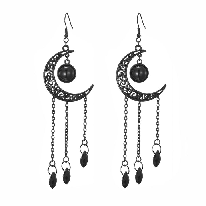 Intricate Moon and Orb Dangle Earrings Kalsten