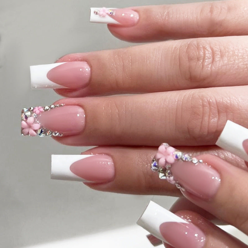 Nail set with elegant flower and glitter decorations Kalsten