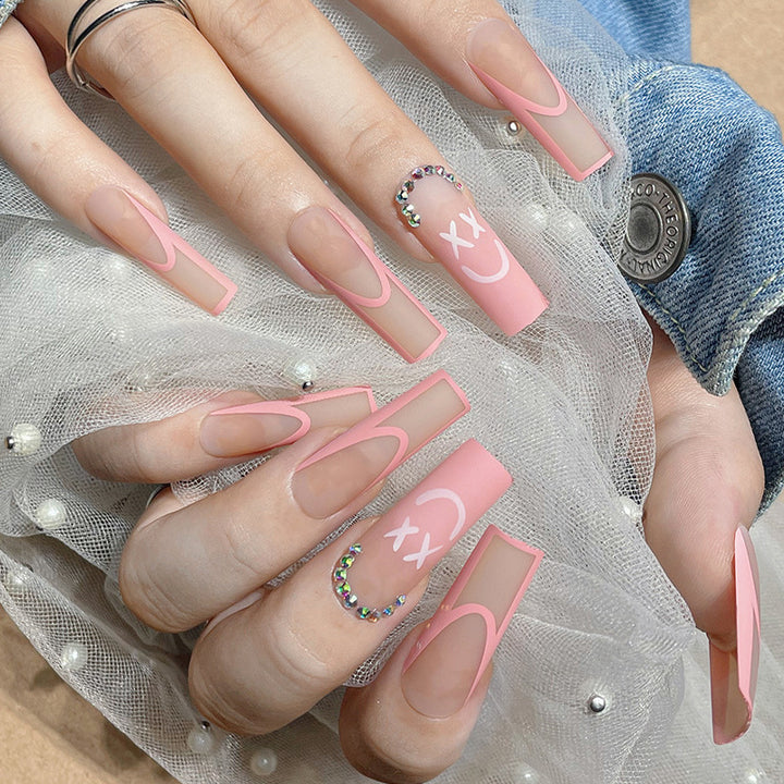 Decorative Press-On Nail Set with Playful Designs kalsten